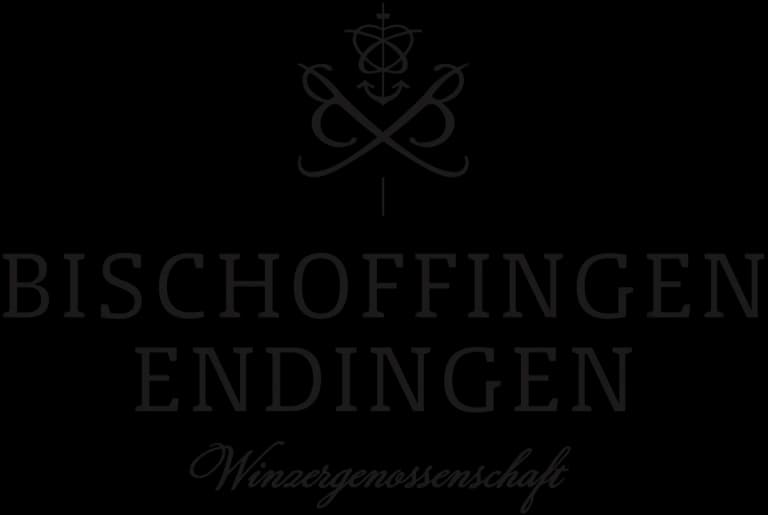 Schwarzes Logo mit Wappenkrone und Schriftzug „Bischoffingen Endingen Winzergenossenschaft“.