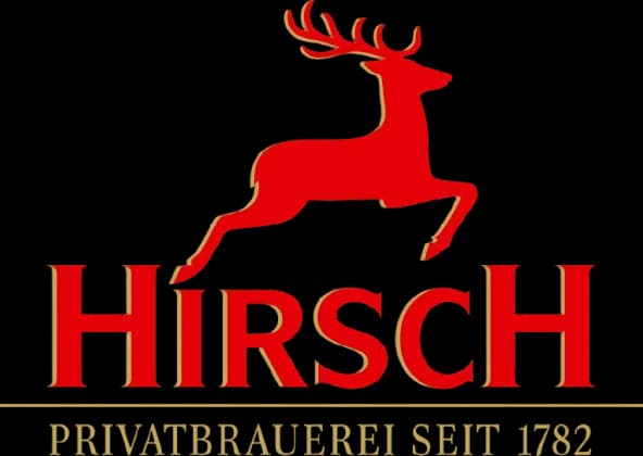 Logo der Hirsch Privatbrauerei mit springendem Hirsch.