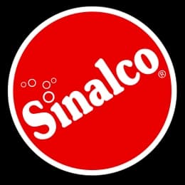 Rotes Rundlogo mit weißem Sinalco-Schriftzug.