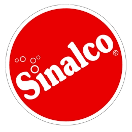 Rotes Rundlogo mit weißem Sinalco-Schriftzug.