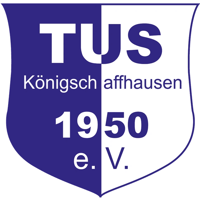 Wappen des TUS Königschaffhausen 1950 e.V. in Blau und Weiß.